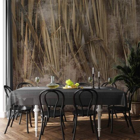 Wandbild – Trockene Blätter – eine Landschaft mit hohem Gras im Boho-Stil mit Farbmustern (1/5)