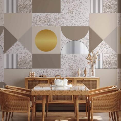 Fototapete – Beige-goldenes geometrisches Muster (1/5)