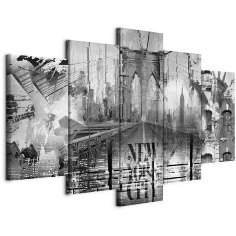 Bild – New York City Collage (5-teilig), breites Schwarzweißformat (1/5)