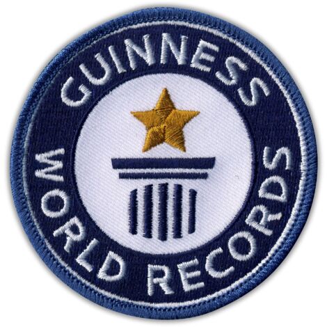 Patchion Guinness-Weltrekorde – klein – selbstklebende Rückseite – gestickter Aufnäher/Abzeichen/Emblem