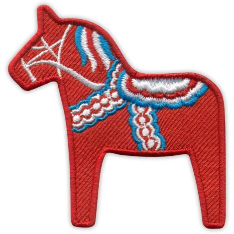 Patchion Dalecarlian Horse – Dalapferd – Symbol von Dalarna und Schweden – Aufbügel-/Heißsiegel-Rückseite – Gestickter Aufnäher/Abzeichen/Emblem