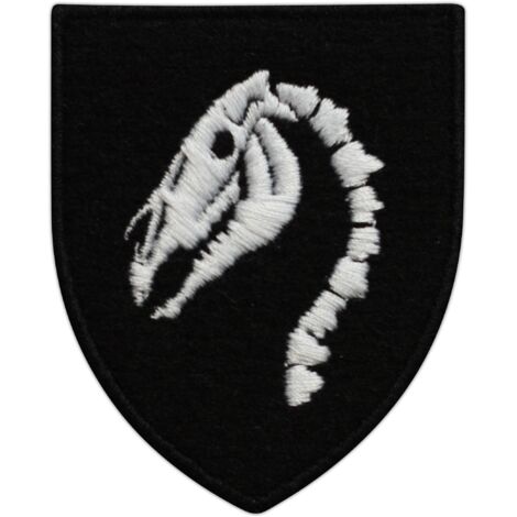 Patchion Der Totenkopf des Pferdes – der schwarze Stoff und die Baumwollfäden – zum Aufbügeln/Heißsiegeln – bestickter Aufnäher/Abzeichen/Emblem