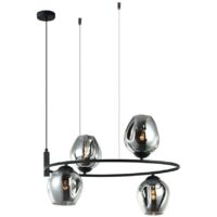 Italux Roxane - Modern Hanging Pendant Black 4 Light mit rauchigem Graphitschirm, E27