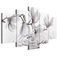 Bild – Magnolien am Wasser (5-teilig) breites Grau