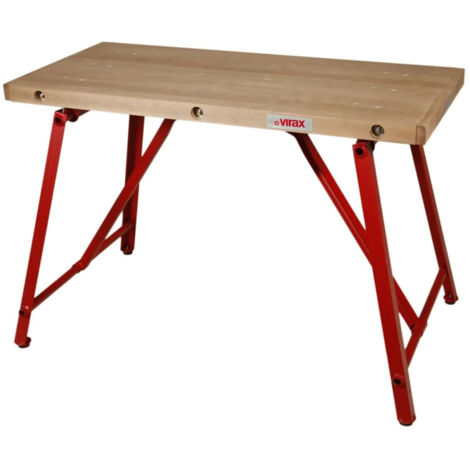 Virax – Établi modulable 500 kg – Largeur 120 cm – Longueur 80 cm – Buchenplatte épaisse – 3 renforts – 200900 (1/4)