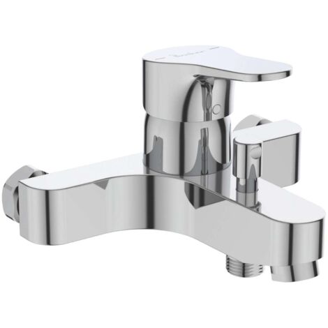 Porcher – Mitigeur bain-douche OLYOS sans raccord – Poignée métal – Sortie douche 1/2' – Aérateur intégré – Inverseur à retour automatique