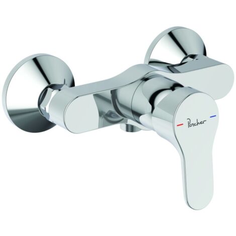 Porcher – Mitigeur de douche mural OLYOS II – Finition chromée – Limiteur de température et de débit – Raccords muraux inclus - D2499AA
