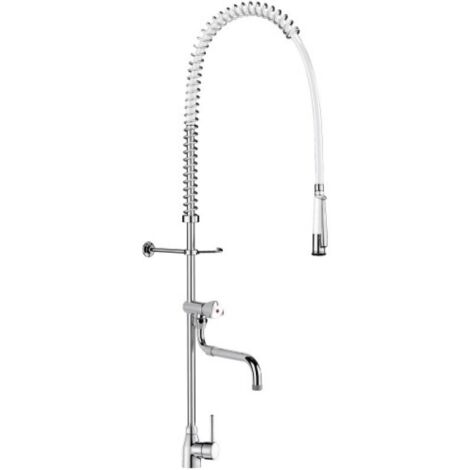 Delabie – Mitigeur de cuisine monotrou avec bec télescopique orientable 200-290mm – Débit 16 l/min – Flexible armé 0,95m qualité alimentaire (1/5)
