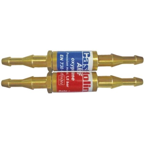 Castolin – Raccord stop feu oxygène/acétylène – Diamètre 6,3 mm et 10 mm – Mécanisme de verrouillage sécurisé – Matériaux résistants aux chocs