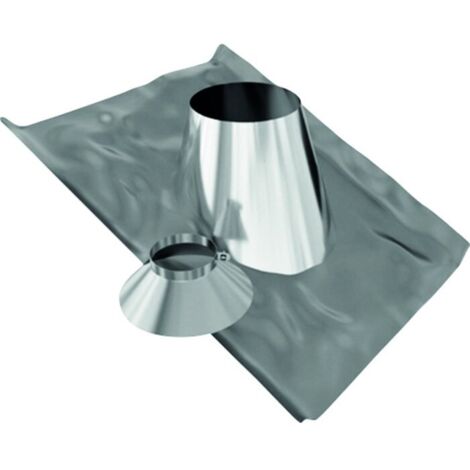 TEN – Solin de toit inox pour pentes 5 à 30° – Collet Ø int.139mm, Ø ext.200mm – Bavette plomb 800x800 pour étanchéité durable