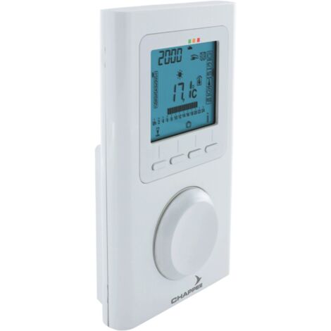 Chappee – Thermostat d'ambiance sans fil programmable – Alimentation sur piles 2x1.5V – Grand écran LCD rétro-éclairé – Programmation hebdomadaire