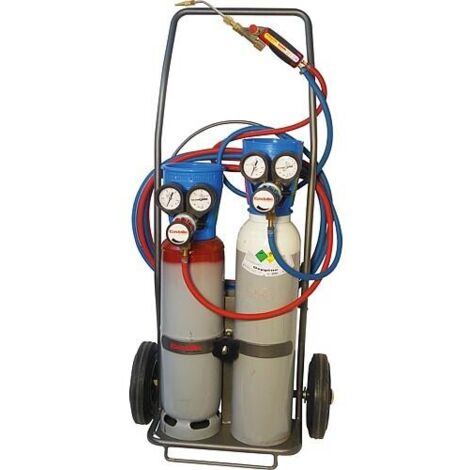 Castolin – Chalumeau soudeur à flamme bi-gaz – Autogène et oxyacétylénique – Détendeur Typhoon oxygène et acétylène – Kit complet avec accessoires