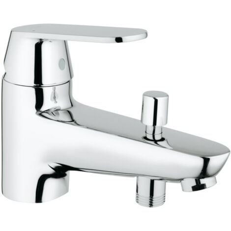 Grohe – Mitigeur bain-douche BAUEDGE monotrou – Commande monocommande – Bec avec mousseur – Clapet anti-retour intégré – Chrome
