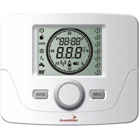 Chappee – Sonde de ionisation programmable radio – Écran monochrome LCD – Modes Automatique, Manuel, Hors Gel, Vacances – Optimise confort thermique