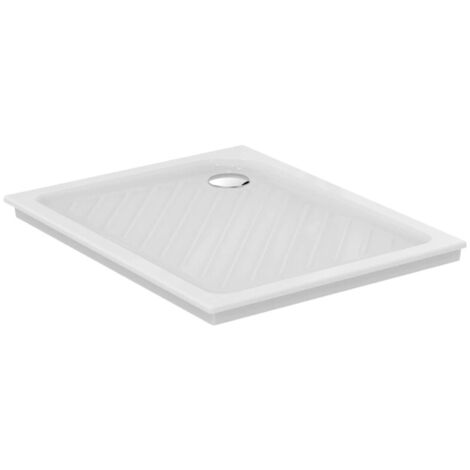Porcher – Receveur de douche à poser 80 x 80 cm – Grès fin blanc – Émaillé sur trois faces – Installation encastrée – Hauteur 7 cm (1/2)