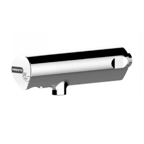 Presto – Robinet électronique lavabo mural – Détection mains sans contact – Corps laiton chromé – Débit 3 l/min – Hauteur goutte 69 mm