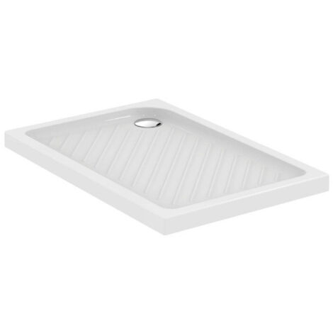 Porcher – Receveur de douche à poser 120x80 cm – Grès fin blanc – Hauteur 7 cm – Fond à relief pour sécurité accrue – Émaillé sur 3 faces (1/2)