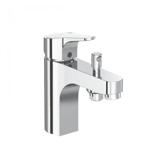 Porcher – Mitigeur de baignoire monotrou finition chromée – Bec long avec aérateur intégré – Inverseur métal à retour automatique – Projection 129 mm - D0796aa (1/5)