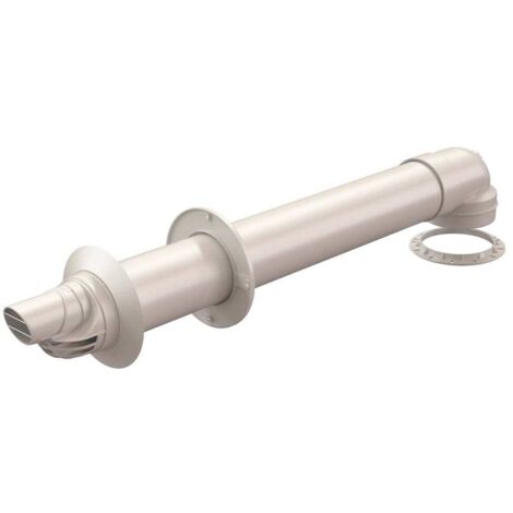Ubbink – Kit complet de fumisterie 80/125-60/100 – Sortie horizontale pour chaudières à condensation – Installation simplifiée avec rosaces et coude