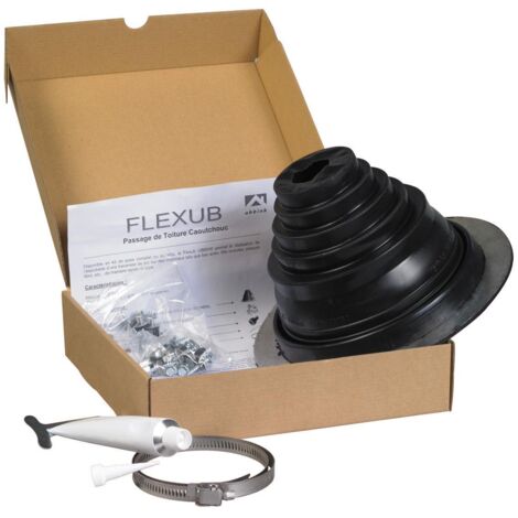 Ubbink – Solin Flexub bac acier embase ronde D75 à 150mm – Caoutchouc et aluminium – Fixation facile avec vis autoforeuses – Conforme DTU 40.35 (1/4)