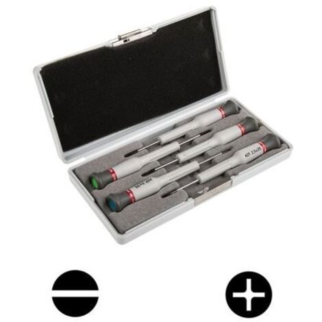 Facom – Coffret de 5 tournevis de précision Micro-Tech Fente/Plat et Phillips – Manches avec codes couleur – Grand dégagement de lame pour bonne vision (1/6)