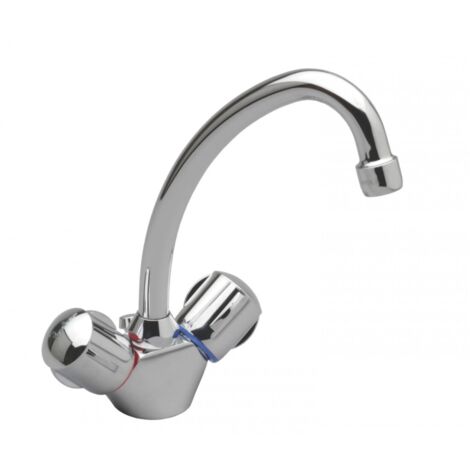 Porcher – Mélangeur de lavabo monotrou – Finition chrome – Bec tube orientable avec aérateur – Hauteur 23 cm – Projection 15 cm – NF