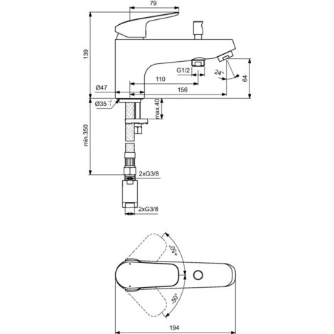 Porcher – Mitigeur bain-douche monotrou – Finition chrome – Inverseur à retour automatique – Poignée métal pour contrôle précis - D0578AA (1/3)