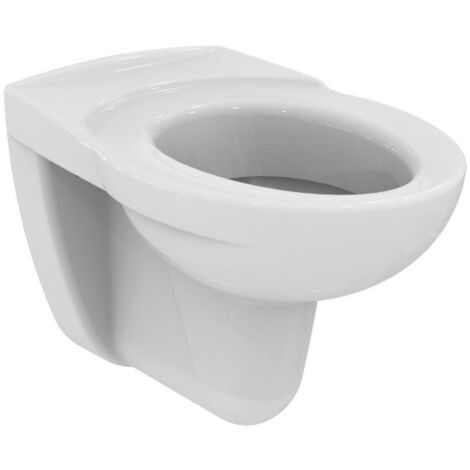 Porcher – Cuvette suspendue Esculape SH blanche – Dimensions 54,4 x 36,1 cm – Sortie horizontale – Bride ouverte sans trou d'abattant (1/2)