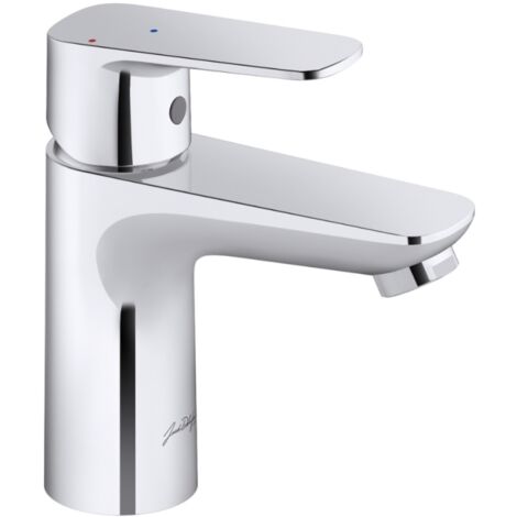 Jacob Delafon – Mitigeur de lavabo chromé – Taille S – Économie d'eau et d'énergie – Débit limité à 5l/mn – Installation rapide avec flexibles d'alimentation