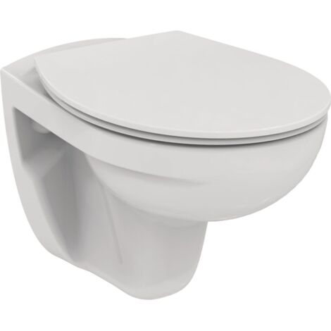 Porcher – Pack WC suspendu sans bride Ulysse 2 – Cuvette en porcelaine vitrifiée – Chasse directe – Abattant thermodur à charnières inox (1/4)