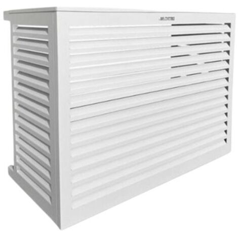 Cache climatiseur en aluminium blanc RAL 9010 taille S – Dimensions extérieures 69x94x46-61 cm – Résistance aux intempéries – Decoclim - 23AS9010 (1/5)