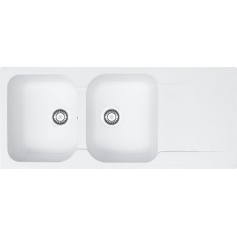 Évier Kite Fradeko - KITE 621 - blanc - 1160 x 500 x 210 mm - sous-meuble 80 cm - vidage manuel - Franke