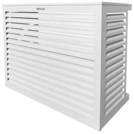 Cache climatiseur en aluminium blanc – Dimensions extérieures 86x109x52-67 cm – Résistance aux intempéries – Installation facile en copropriété – Decoclim - 23AM9010 (1/6)