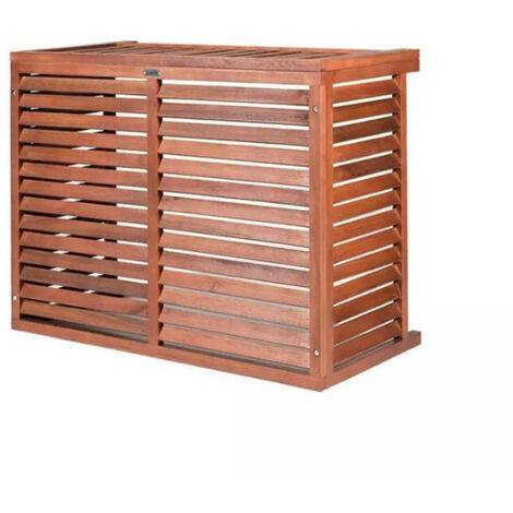 Cache climatiseur en bois exotique traité taille S – H68 x L90 x P45 cm – Réduction du bruit 10 à 30 % – Installation rapide en 5 minutes – Decoclim