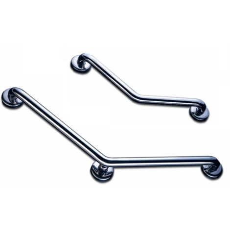 Barre d'appui coudée 135° Ø 32 mm en acier inoxydable chrome - 2 points de fixation-01265-LS - Akw (1/5)