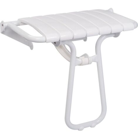 Pellet – Siège de douche escamotable blanc – Dimensions 360 x 580 x 500 mm – Sécurité maximale avec béquille automatique – Installation facile