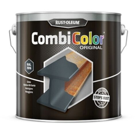 Rust-Oleum – Primaire antirouille et finition CombiColor Original gris anthracite RAL 7016 seau 2,5l – Protection avancée contre la rouille – Application à partir de 5 °C