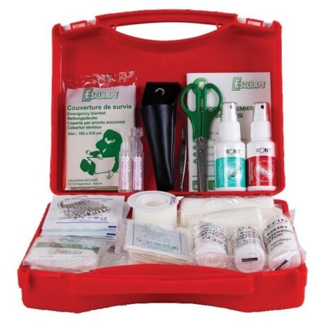 Esculape – Coffret de secours ASEP BTP 10 pour 5 à 10 personnes – Dimensions 27 x 23 x 8 cm – Poids 1 kg – Organisme de certification