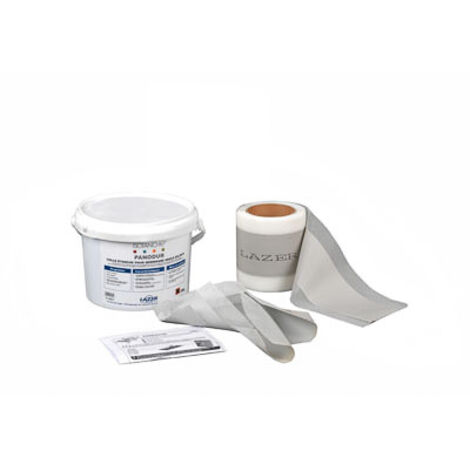 Lazer – Kit de montage et d'étanchéité 350100 – Imperméabilisant 2 kg – Bande adhésive 10 m – Angles d'étanchéité inclus (1/2)