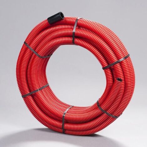 Gaine électrique TPC JANOFLEX rouge DN40 50m – Résistante aux UV et aux chocs – Profil extérieur annelé pour rigidité – Elydan