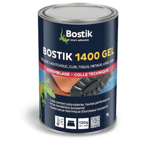 Bostik – Colle néoprène gel 1400 – 1 L – Adhésif contact pour caoutchouc, métaux, cuir – Prise immédiate, sans toluène