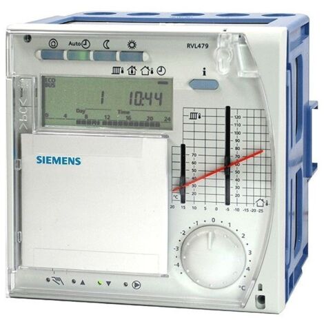 Siemens – Régulateur de température RVL480 – Régulation programmée – Compatible avec sondes QAC22/QAC32 – Protection antigel - RVL-RVL480