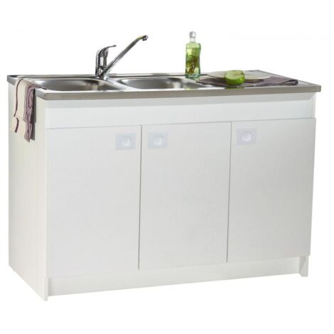 Nova – Meuble sous évier 90x60cm 2 portes – Charnières invisibles – Panneau mélaminé blanc – Accès vide-sanitaire facile - S13N22090