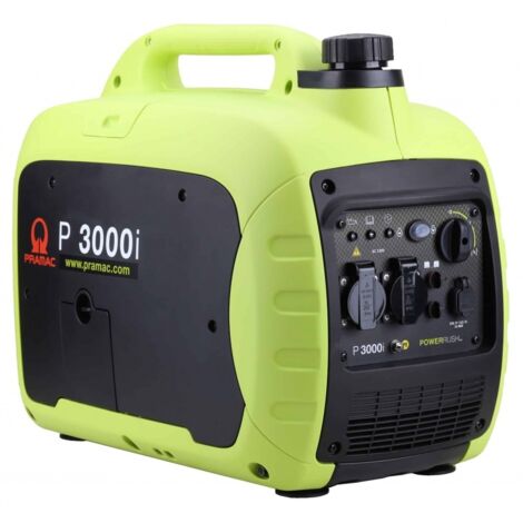 Pramac – Générateur d'électricité inverter 2,45 kW – Moteur essence 4 temps – Démarrage par traction – Autonomie 3,5 h – P3000I