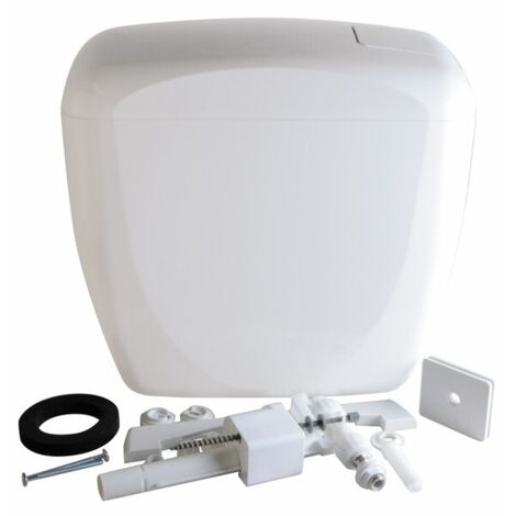 Siamp – Réservoir de chasse d'eau attenant 9L – Commande simple volume – Robinet flotteur silencieux – Traitement anti-UV – Isolation en polystyrène (1/5)