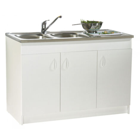 Meuble sous-évier SIM HYDRO mélaminé blanc 2 Portes - 120cm - Néova