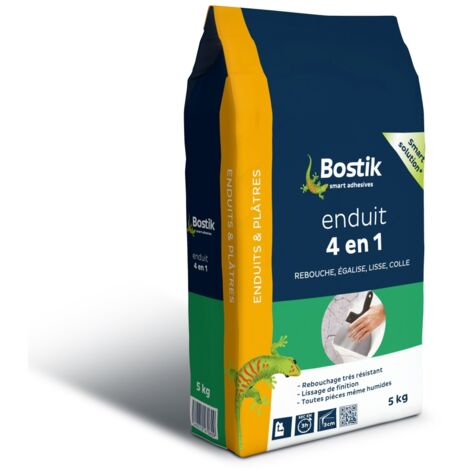 Bostik – Enduit de rebouchage poudre 5kg – Pour travaux intérieurs – Réparation fissures jusqu'à 3cm – Séchage rapide 12-24h (1/4)