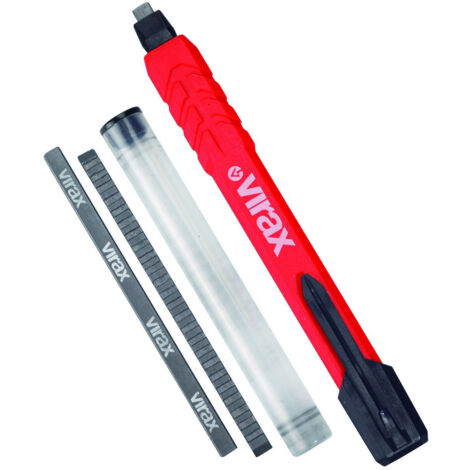 Virax – Crayon de chantier rechargeable – 3 mines noires – Haute résistance aux chocs – Écriture sur tous matériaux (1/3)