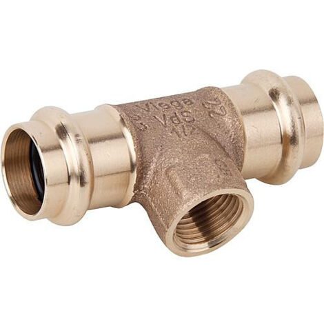 Viega Sanpress T-piece 290986 12 x Rp 2000 /2 x 12 mm, bronze ou bronze au silicium, contour SC (1/2)