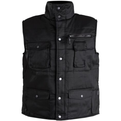 Gilet sans manches noir taille S – 9 poches – Doublure en ouate polyester – Confort optimal pour manutention et logistique – Difac
